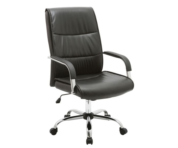 CF3500 Πολυθρόνα Διευθυντή Μέταλλο Βάση Χρώμιο, Pu Μαύρο